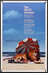 2z505 MGM SUMMER 1sh '86 Poltergeist III, Running Scared, cool MGM lion on beach image!