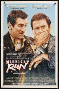 2z509 MIDNIGHT RUN DS 1sh '88 Robert De Niro with Charles Grodin who stole $15 million!