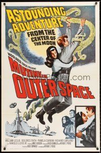 2z529 MUTINY IN OUTER SPACE 1sh '64 wacky sci-fi, astounding adventure from the moon's center!