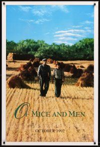 2z564 OF MICE & MEN teaser 1sh '92 Gary Sinise & John Malkovich in John Steinbeck's classic!