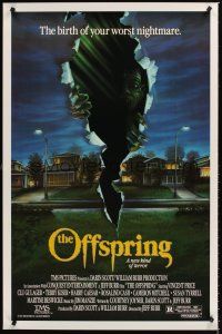 2z566 OFFSPRING 1sh '87 Vincent Price, the birth of your worst nightmare, cool torn poster art!