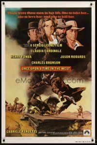 2z572 ONCE UPON A TIME IN THE WEST 1sh R80s Leone, art of Cardinale, Fonda, Bronson & Robards!