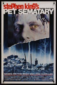 2z587 PET SEMATARY 1sh '89 Stephen King's best selling thriller, cool graveyard image!