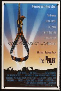 2z595 PLAYER DS 1sh '92 Robert Altman, Tim Robbins, great image of noose made of film!