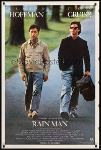 2z621 RAIN MAN advance 1sh '88 Tom Cruise & autistic Dustin Hoffman, directed by Barry Levinson!