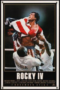2z660 ROCKY IV advance 1sh '85 great image of heavyweight champ Sylvester Stallone in boxing ring!
