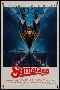2z678 SANTA CLAUS THE MOVIE advance 1sh '85 cool Bob Peak artwork of Santa & his sleigh!