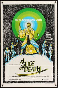 2z712 SLICE OF DEATH 1sh '83 he is judge and jury and there is no appeal, cool art by T. Knipe!