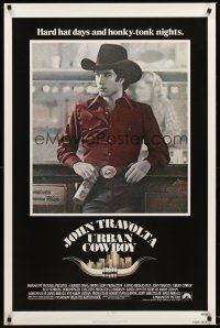 2z812 URBAN COWBOY 1sh '80 great image of John Travolta in cowboy hat with Lone Star beer!