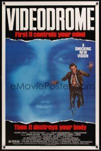 2z820 VIDEODROME 1sh '83 David Cronenberg, James Woods, huge c/u of Debbie Harry, sci-fi!