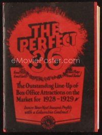 3a007 COLUMBIA PICTURES 1928-1929 campaign book '28 The Perfect 36, sepia fold-out art ads!