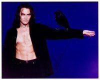3a328 MARK DACASCOS signed color 8x10 REPRO still '00s close up as The Crow posing with bird!