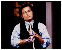 3a329 MARTIN SHEEN signed color 8x10 REPRO still '01 close up of the actor holding pool cue!