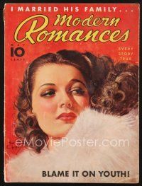 3a130 MODERN ROMANCES magazine May 1938 wonderful art of brunette in fur by Earl Christy!