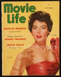 3a133 MOVIE LIFE magazine October 1953 sexy Ava Gardner on cover, Marilyn Monroe inside!