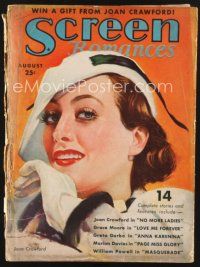 3a118 SCREEN ROMANCES magazine August 1935 wonderful artwork of pretty Joan Crawford!