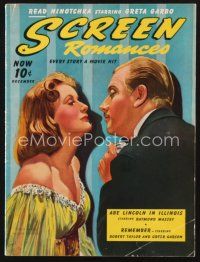 3a122 SCREEN ROMANCES magazine December 1939 art of Greta Garbo & Melvyn Douglas by Earl Christy!