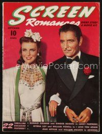 3a123 SCREEN ROMANCES magazine September 1940 art of Ginger Rogers & Ronald Colman by Earl Christy!