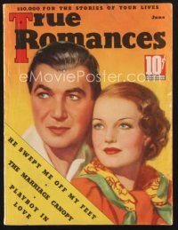 3a144 TRUE ROMANCES magazine June 1936 portrait of pretty Rochelle Hudson & Harry Richman!