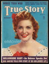 3a149 TRUE STORY magazine August 1939 head & shoulders portrait of pretty Geneva Fields!
