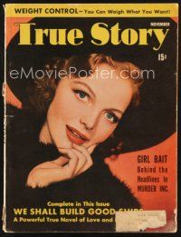 3a150 TRUE STORY magazine November 1941 wonderful portrait of sexy Elyse Knox wearing fur!