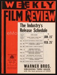 3a108 WEEKLY FILM REVIEW exhibitor magazine Jan 19 1933 best Mickey Mouse ad, Island of Lost Souls