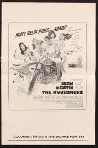 3a215 AMBUSHERS pressbook '67 art of Dean Martin as Matt Helm with sexy Slaygirls on motorcycle!