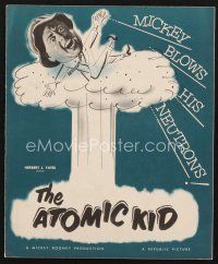 3a218 ATOMIC KID pressbook '55 wacky art of nuclear Mickey Rooney blowing his neutrons!