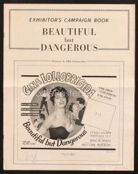 3a222 BEAUTIFUL BUT DANGEROUS pressbook '57 sexy Gina Lollobrigida was never more exciting!