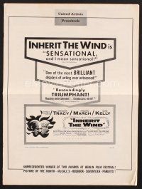 3a288 INHERIT THE WIND pressbook '60 Spencer Tracy, Fredric March, Gene Kelly, Stanley Kramer