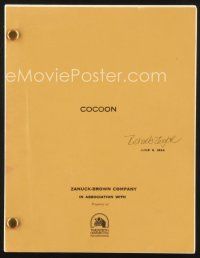 3a156 COCOON third draft script June 8, 1984, screenplay by Tom Benedek!