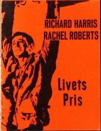 3a438 THIS SPORTING LIFE Danish program '63 Richard Harris, Lindsay Anderson, different images!