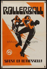 3b078 ROLLERBALL faux style Australian 20x30 '75 wonderful completely different skating art!