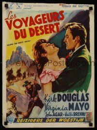 3b370 ALONG THE GREAT DIVIDE Belgian '51 different Wik art of Kirk Douglas & Virginia Mayo!