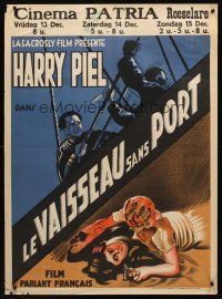 3b380 DAS SCHIFF OHNE HAFEN pre-war Belgian '32 Harry Piel, Ingrid Lindstrom, seafaring action art!