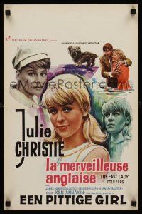 3b385 FAST LADY Belgian '62 different close up art of Julie Christie, Leslie Phillips!