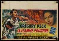 3b414 PURPLE PLAIN Belgian '55 great artwork of Gregory Peck, written by Eric Ambler!