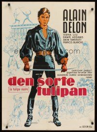 3b544 BLACK TULIP Danish '65 full-length artwork of heroic swashbuckler Alain Delon!