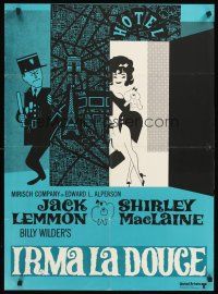 3b590 IRMA LA DOUCE Danish R70s Billy Wilder, great art of Shirley MacLaine & Jack Lemmon!