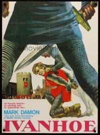 3b591 IVANHOE, THE NORMAN SWORDSMAN Danish '71 La Spada Normanna, art of Mark Damon in peril!