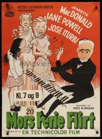 3b658 THREE DARING DAUGHTERS Danish '51 Jeanette MacDonald, Jane Powell, Jose Iturbi, MGM musical!