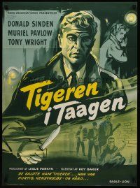 3b660 TIGER IN THE SMOKE Danish '56 Donald Sinden, Muriel Pavlow, Tony Wright, cool Wenzel art!