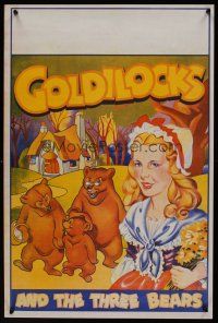 3b229 GOLDILOCKS & THE THREE BEARS stage play English double crown '30s stone litho by house!