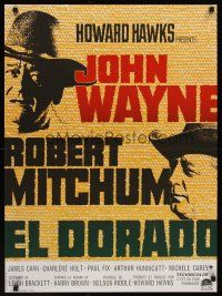 3b689 EL DORADO French 23x32 R70s John Wayne & Robert Mitchum, Howard Hawks!