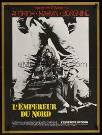 3b690 EMPEROR OF THE NORTH POLE French 23x32 '73 Lee Marvin, Ernest Borgnine, cool action image!