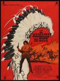 3b698 GREAT SIOUX MASSACRE French 23x32 '65 Sidney Salkow, really cool art design!