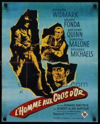 3b825 WARLOCK French 15x21 '59 cowboys Henry Fonda & Richard Widmark, cool Grinsson art!
