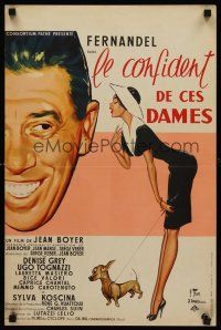 3b828 WOMAN'S CONFIDANT French 15x21 '63 Le confident de ces dames, art of Fernandel & pretty woman