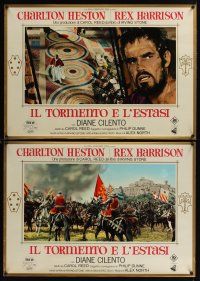 3b010 AGONY & THE ECSTASY 12 Italian photobustas '65 great images of Charlton Heston & Rex Harrison!