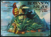 3b472 ADVENTURES OF ROBINSON CRUSOE, A SAILOR FROM YORK Polish 27x38 '83 cool Wiktor Sadowski art!